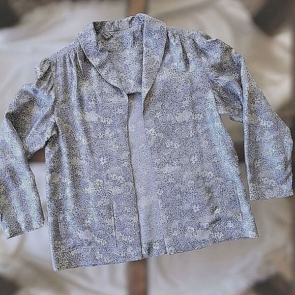 Vtg 60s blue & pale grey floral print dress & blazer co ord set - Picture 8 of 15
